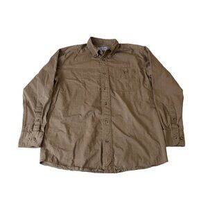Boeing Khaki Button-Up Shirt Men's Medium‎ Long Sleeve 100% Cotton Workwear